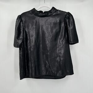 Salt Womens Full Sequin Top Size L Disco‎ Rave Puff Sleeve Sparkle Party Evening